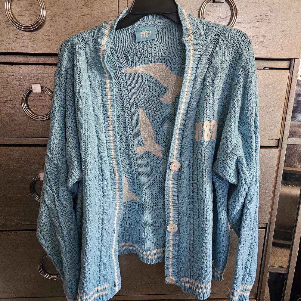 Taylor Swift Light Blue Knit Cardigan